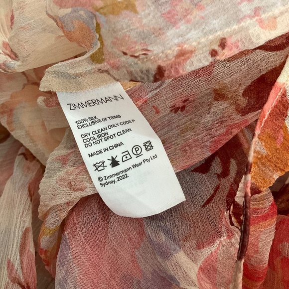 Zimmermann Devi Gathered Yoke Long Sleeve Chiffon Maxi Dress Size 3 - Picture 7 of 8